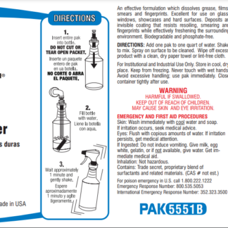 Label Pak-It 5551 Glass & Hard Surface Cleaner