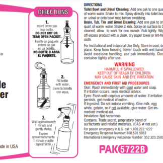 Label Pak-It 5722 Basin,Tub&Tile Cleaner